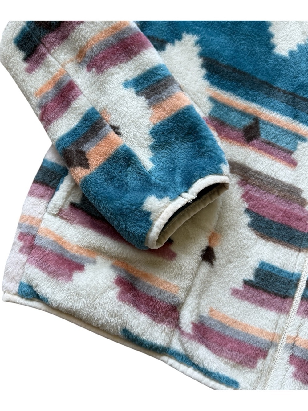 Buc-ee’s Aztec Plush Sherpa Zip Hoodie Jacket L Southwest Fleece Full Zip Cozy - Picture 3 of 10